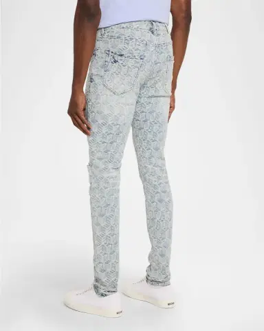 PURPLE Men's Jacquard Monogram Skinny Jeans | Thumbnail 3