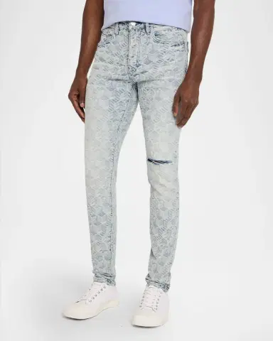 PURPLE Men's Jacquard Monogram Skinny Jeans | Thumbnail 4