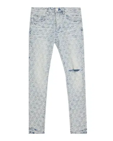 PURPLE Men's Jacquard Monogram Skinny Jeans | Thumbnail 1