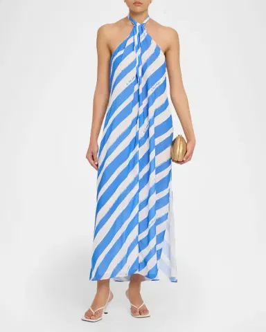 Milly Ava Striped Halter Maxi Dress | Thumbnail 2 Milly Ava Striped Halter Maxi Dress | Thumbnail 2