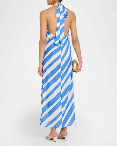 Milly Ava Striped Halter Maxi Dress | Thumbnail 3 Milly Ava Striped Halter Maxi Dress | Thumbnail 3