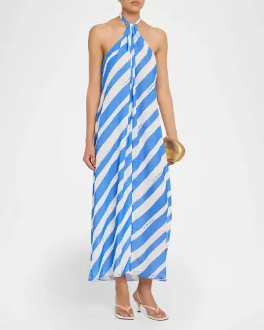 Milly Ava Striped Halter Maxi Dress | Thumbnail 4 Milly Ava Striped Halter Maxi Dress | Thumbnail 4