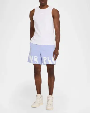 PURPLE Men's Painted Wordmark Cotton Fleece Shorts | Thumbnail 2 PURPLE Men's Painted Wordmark Cotton Fleece Shorts | Thumbnail 2