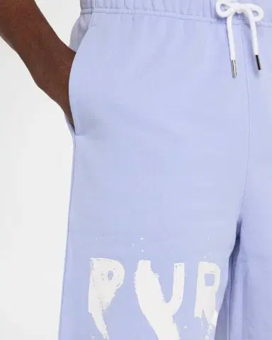 PURPLE Men's Painted Wordmark Cotton Fleece Shorts | Thumbnail 5 PURPLE Men's Painted Wordmark Cotton Fleece Shorts | Thumbnail 5