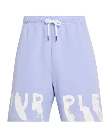 PURPLE Men's Painted Wordmark Cotton Fleece Shorts | Thumbnail 1 PURPLE Men's Painted Wordmark Cotton Fleece Shorts | Thumbnail 1