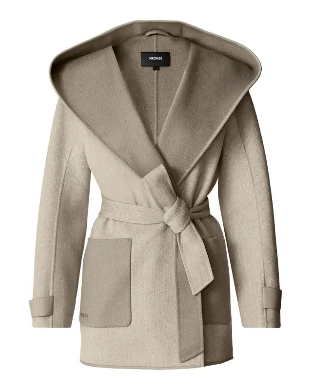 Mackage Paya-HB Double-Face Wool Wrap Coat with Hood