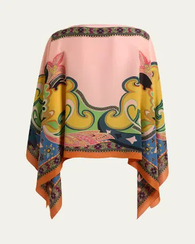 Etro Paisley-Print Silk Poncho | Thumbnail 2 Etro Paisley-Print Silk Poncho | Thumbnail 2