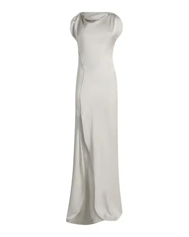 Carla Sleeveless Satin Slit Gown