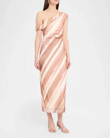 Significant Other Drew Stripe Draped Midi Dress | Thumbnail 3 Significant Other Drew Stripe Draped Midi Dress | Thumbnail 3