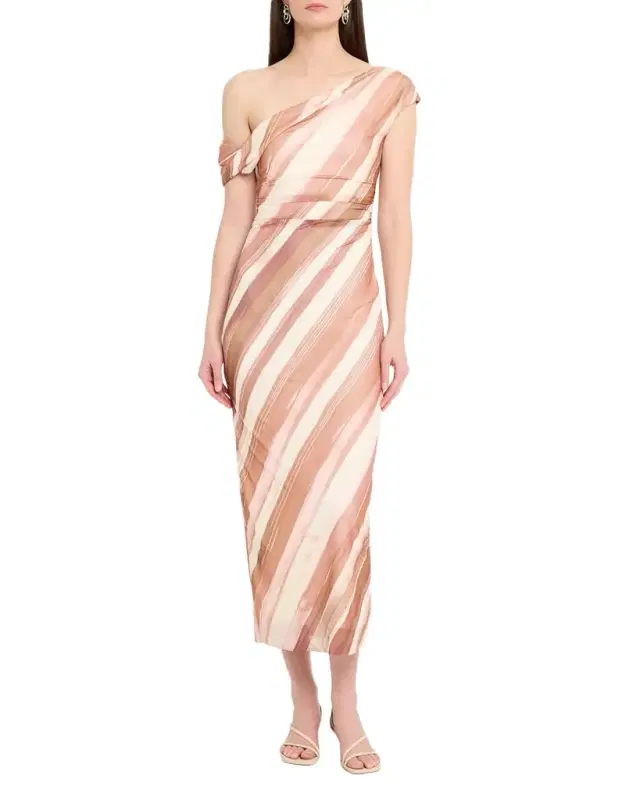 Drew Stripe Draped Midi Dress
