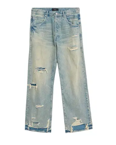 PURPLE Men's Antique-Tinted Destroyed Baggy-Fit Jeans | Thumbnail 1 PURPLE Men's Antique-Tinted Destroyed Baggy-Fit Jeans | Thumbnail 1