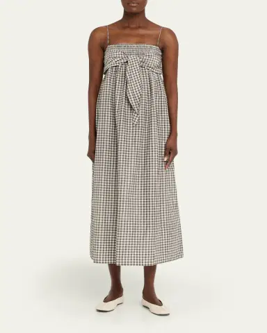 Vince Tie-Front Gingham Midi Dress | Thumbnail 2 Vince Tie-Front Gingham Midi Dress | Thumbnail 2