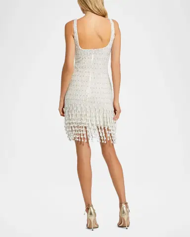 Mac Duggal Imitation Pearl Beaded Fringe Mini Dress | Thumbnail 2 Mac Duggal Imitation Pearl Beaded Fringe Mini Dress | Thumbnail 2