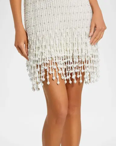 Mac Duggal Imitation Pearl Beaded Fringe Mini Dress | Thumbnail 3 Mac Duggal Imitation Pearl Beaded Fringe Mini Dress | Thumbnail 3