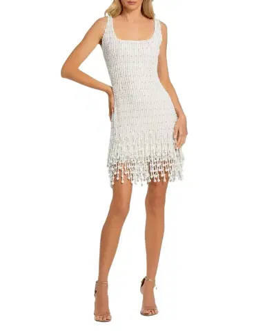 Mac Duggal Imitation Pearl Beaded Fringe Mini Dress | Thumbnail 1 Mac Duggal Imitation Pearl Beaded Fringe Mini Dress | Thumbnail 1