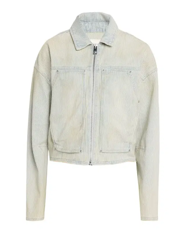 Men 's Hickory Stripe Cropped Cotton Carpenter Jacket