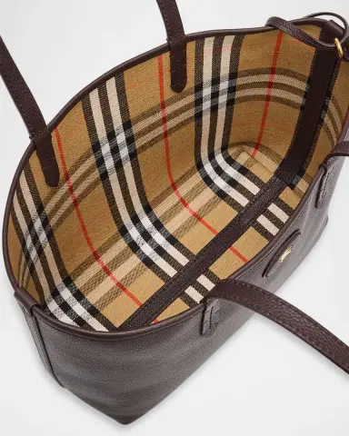 Burberry Highlands Small Check & Leather Reversible Tote Bag | Thumbnail 4