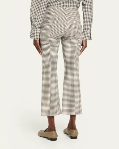 Vince Niki Gingham Mid-Rise Crop Flare Pants | Thumbnail 3 Vince Niki Gingham Mid-Rise Crop Flare Pants | Thumbnail 3