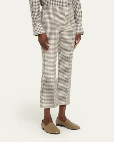 Vince Niki Gingham Mid-Rise Crop Flare Pants | Thumbnail 4 Vince Niki Gingham Mid-Rise Crop Flare Pants | Thumbnail 4