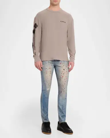 PURPLE Men's P001 Jewel Print Skinny Jeans | Thumbnail 2