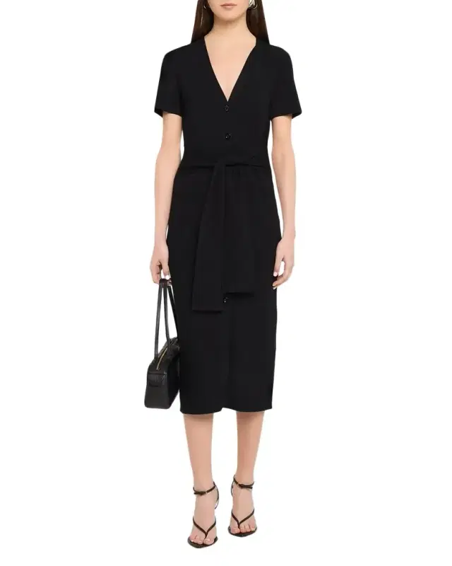 Agnes Ribbed Tie-Front Shirtdress