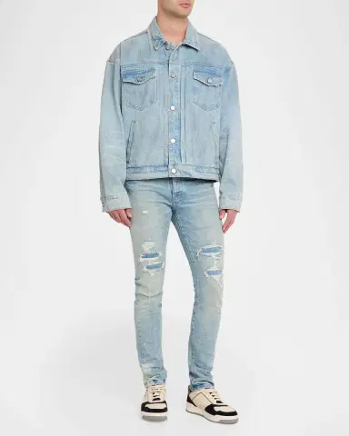 PURPLE Men's P001 Garda Repairs Distressed Skinny Jeans | Thumbnail 2