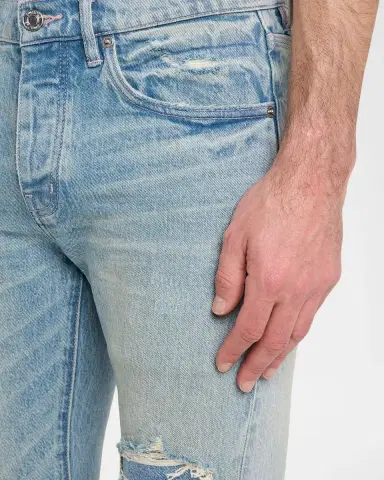 PURPLE Men's P001 Garda Repairs Distressed Skinny Jeans | Thumbnail 5