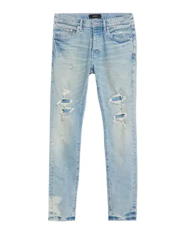 PURPLE Men's P001 Garda Repairs Distressed Skinny Jeans | Thumbnail 1