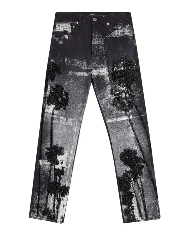 PURPLE Men 's P011 Beaded Palms Straight-Leg Jeans