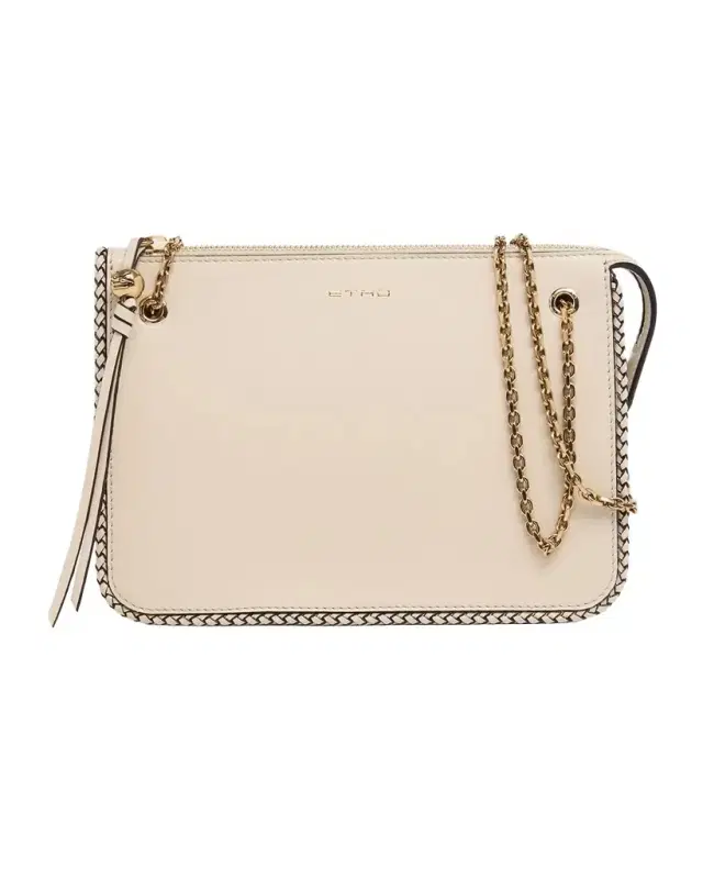 Etro Braid-Trim Leather Crossbody Bag