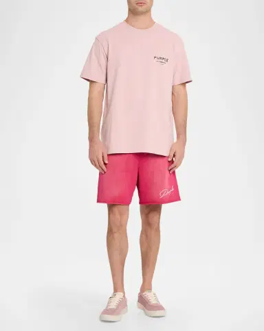PURPLE Men 's Signature Faded Cotton Shorts | Thumbnail 2