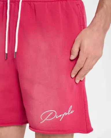 PURPLE Men 's Signature Faded Cotton Shorts | Thumbnail 5