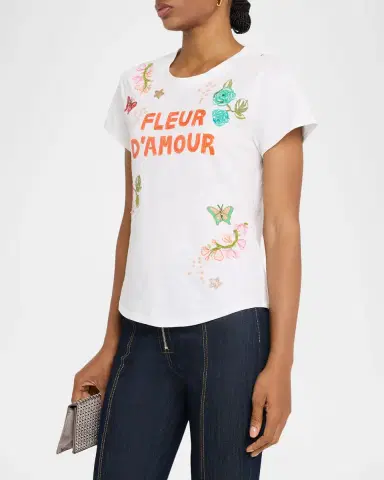 Cinq à Sept Angeli Fleur d 'Amour Crewneck Tee | Thumbnail 3 Cinq à Sept Angeli Fleur d 'Amour Crewneck Tee | Thumbnail 3