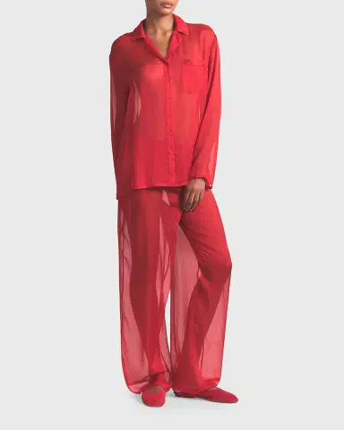 SKIMS Button-Down Sheer Silk Lounge Set | Thumbnail 2 SKIMS Button-Down Sheer Silk Lounge Set | Thumbnail 2