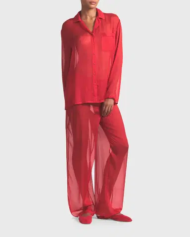 SKIMS Button-Down Sheer Silk Lounge Set | Thumbnail 4 SKIMS Button-Down Sheer Silk Lounge Set | Thumbnail 4