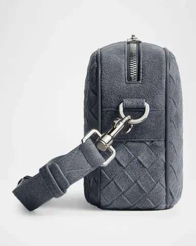 Bottega Veneta Men's Small Intrecciato Suede Camera Bag | Thumbnail 4 Bottega Veneta Men's Small Intrecciato Suede Camera Bag | Thumbnail 4