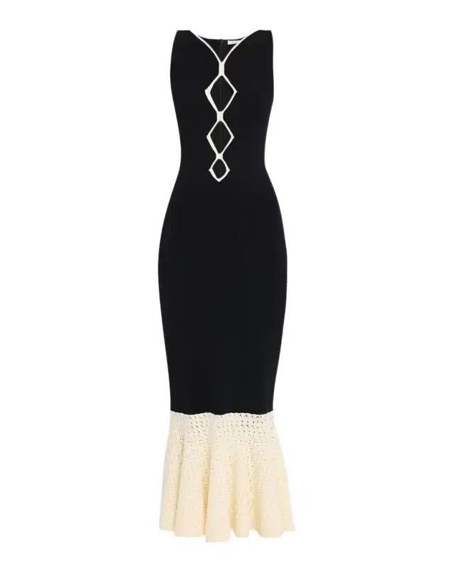Maude Crochet-Hem Knit Midi Dress