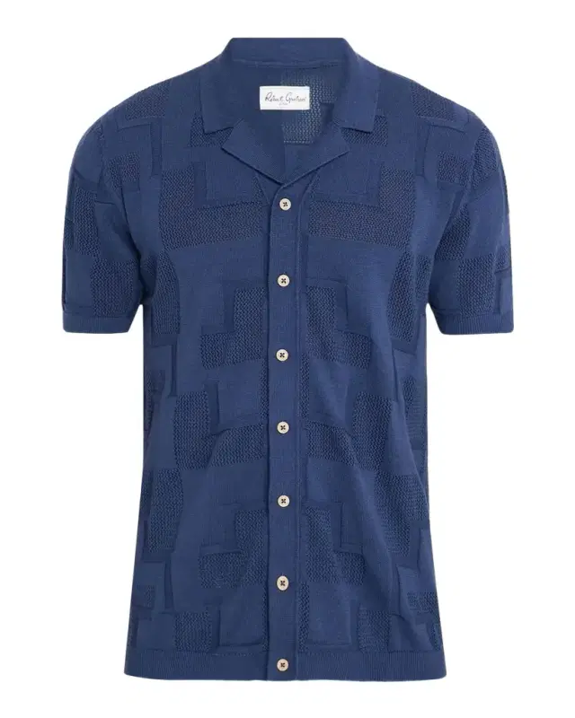 Men's Drayford Jacquard Knit Short-Sleeve Shirt