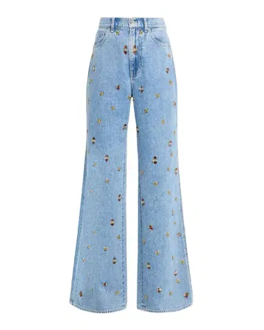 Veronica Beard Kasey Embellished Denim Mid-Rise Wide-Leg Jeans | Thumbnail 1 Veronica Beard Kasey Embellished Denim Mid-Rise Wide-Leg Jeans | Thumbnail 1