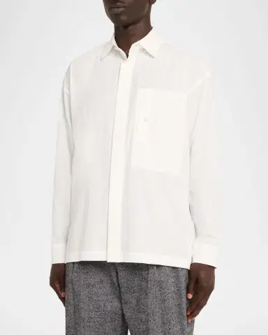 IM MEN Men's Cotton and Linen Button-Down Shirt | Thumbnail 4
