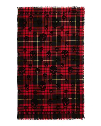 Alexander McQueen Men's Tartan Skull Silk-Blend Scarf | Thumbnail 3 Alexander McQueen Men's Tartan Skull Silk-Blend Scarf | Thumbnail 3