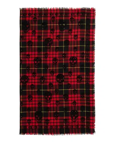 Alexander McQueen Men's Tartan Skull Silk-Blend Scarf | Thumbnail 1 Alexander McQueen Men's Tartan Skull Silk-Blend Scarf | Thumbnail 1