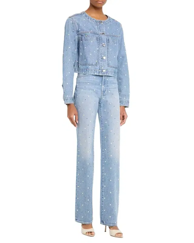 Dylan Embellished High-Rise Straight Jeans