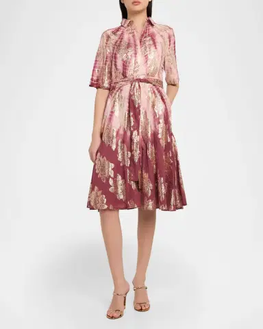 Kobi Halperin Tara Belted Shibori-Print Jacquard Dress | Thumbnail 2 Kobi Halperin Tara Belted Shibori-Print Jacquard Dress | Thumbnail 2