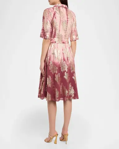 Kobi Halperin Tara Belted Shibori-Print Jacquard Dress | Thumbnail 3 Kobi Halperin Tara Belted Shibori-Print Jacquard Dress | Thumbnail 3