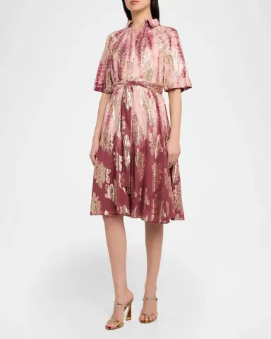 Kobi Halperin Tara Belted Shibori-Print Jacquard Dress | Thumbnail 4 Kobi Halperin Tara Belted Shibori-Print Jacquard Dress | Thumbnail 4