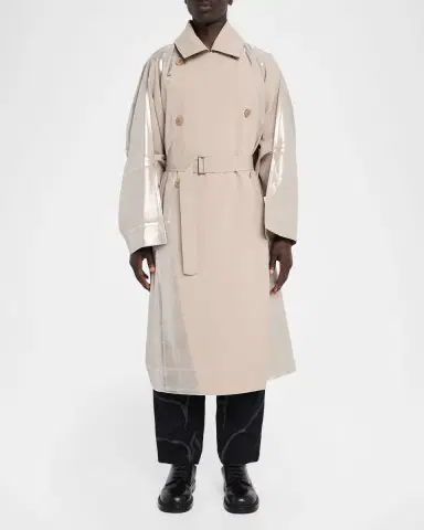 IM MEN Men 's Ginto Flat Trench Coat | Thumbnail 2 IM MEN Men 's Ginto Flat Trench Coat | Thumbnail 2