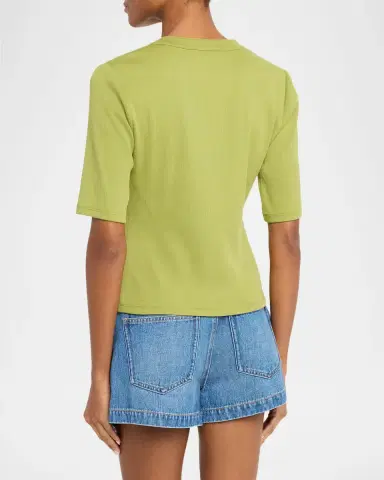 Veronica Beard Reubian Stretch-Cotton V-Neck T-Shirt | Thumbnail 3 Veronica Beard Reubian Stretch-Cotton V-Neck T-Shirt | Thumbnail 3