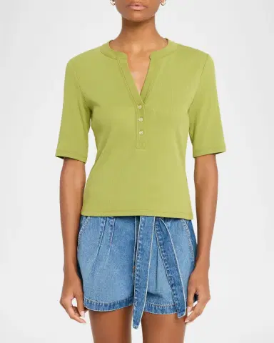 Veronica Beard Reubian Stretch-Cotton V-Neck T-Shirt | Thumbnail 4 Veronica Beard Reubian Stretch-Cotton V-Neck T-Shirt | Thumbnail 4