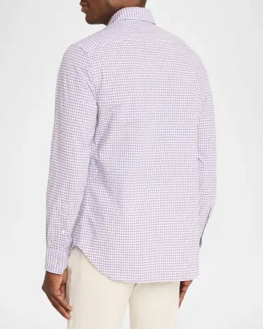 Canali Men's Grid Check Cotton Sport Shirt | Thumbnail 3